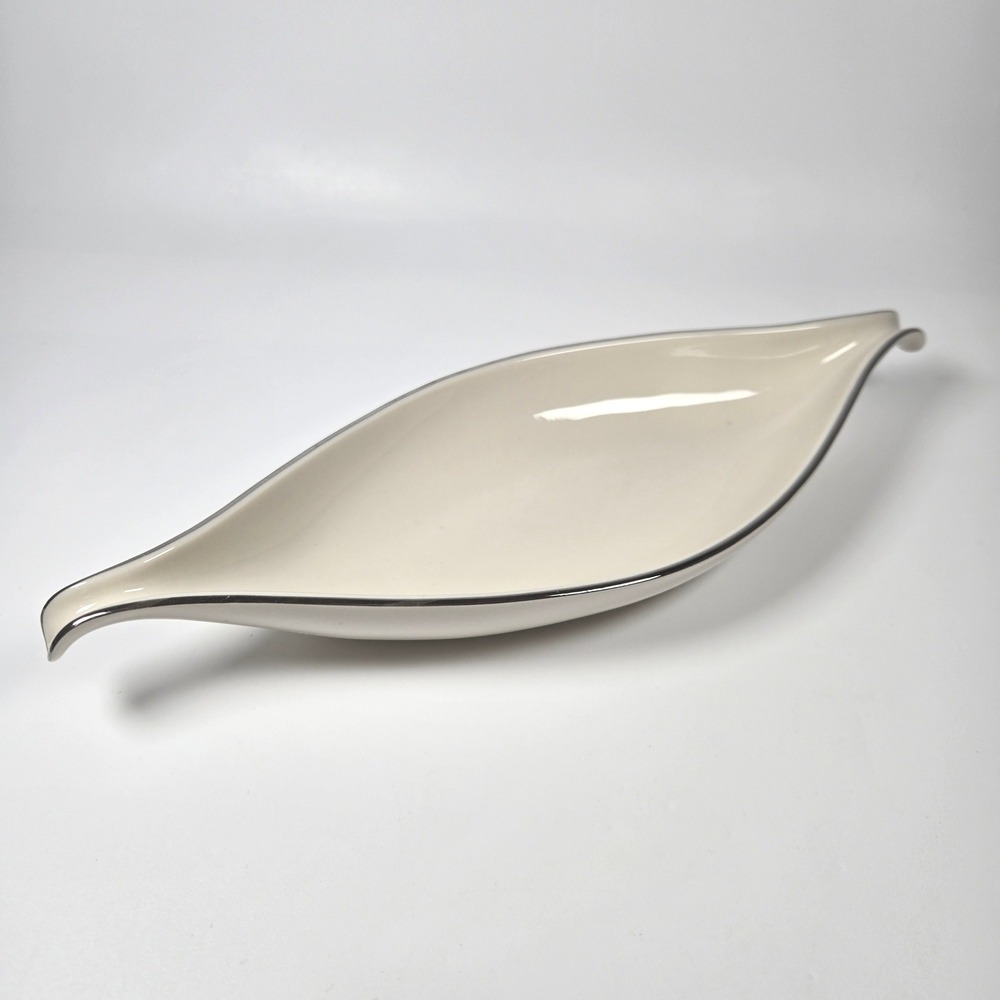 Holiday Heirloom Fine China White Holiday Relish‎ Dish Serving Tray Silver Trim